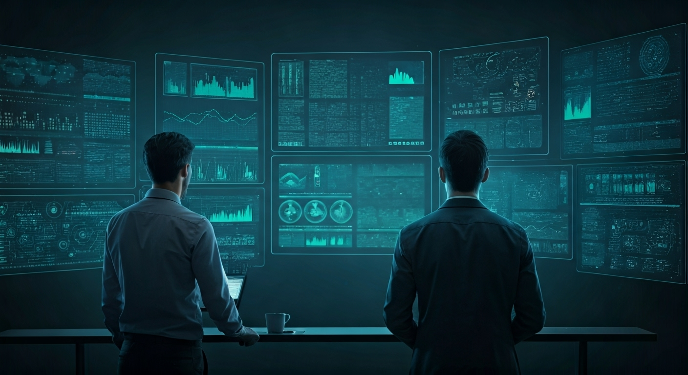 Cybersecurity team with digital threat data